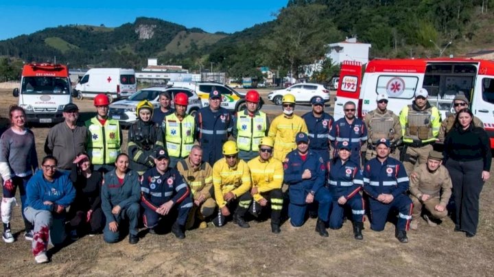 Em Gravatal, Polícia Militar participa de simulado integrado de acidente de trânsito
