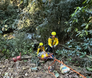 Bombeiros resgatam mulher após queda de 20 metros em ribanceira de Blumenau